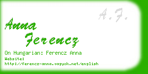 anna ferencz business card